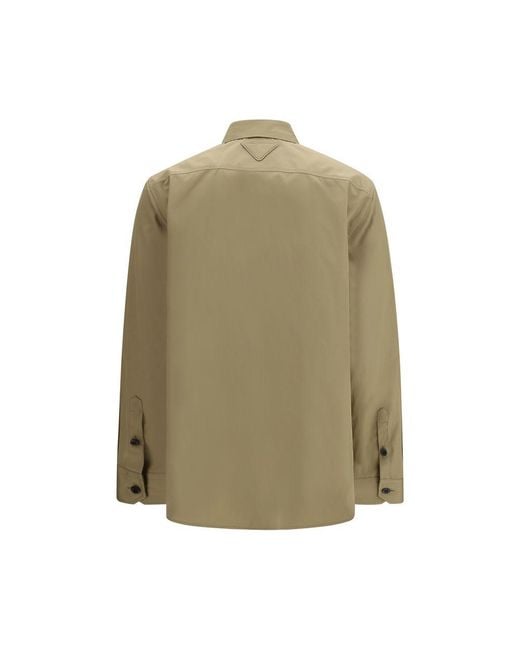Prada Green Beige Cotton Shirt