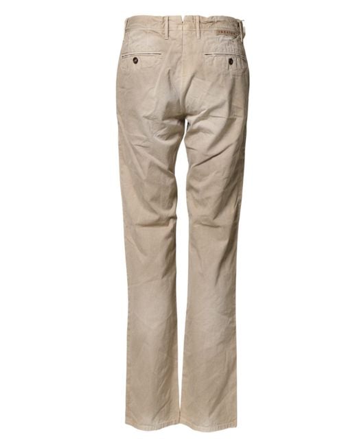 Incotex Natural Beige Mid Waist Straight Casual Chino Trouser Pants