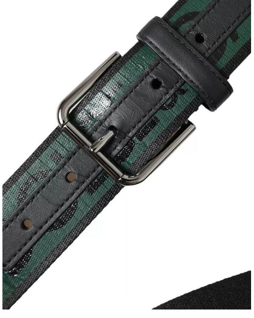 Dolce & Gabbana Black Logo Metal Buckle Belt for men