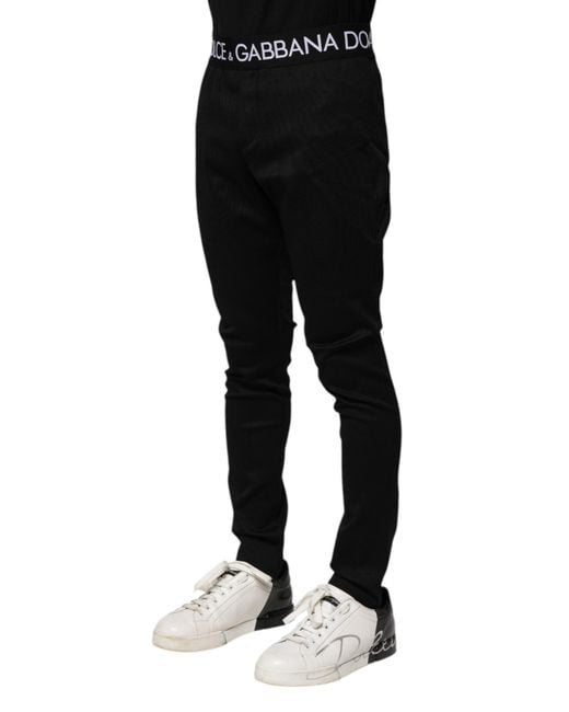 Dolce & Gabbana Black Nylon Skinny Men Jogger Pants for men