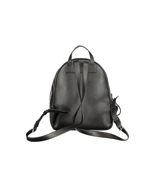 Coccinelle Gray Black Leather Backpack