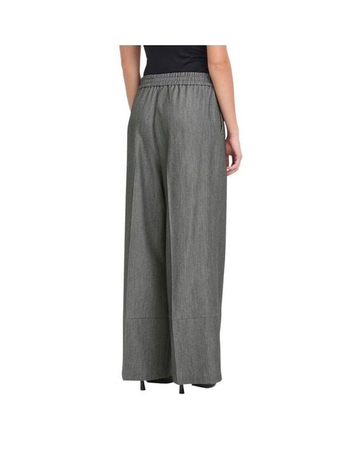 Ichi Black Gray Polyester Casual Pants