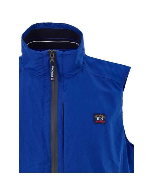 Paul & Shark Blue Polyester Sleveless Jacket for men