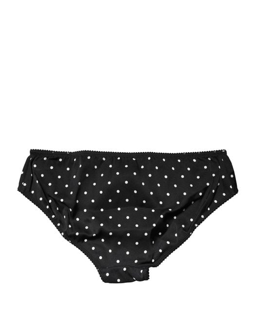 Dolce & Gabbana Black Polka Dots Mid Waist Brief Panty Underwear