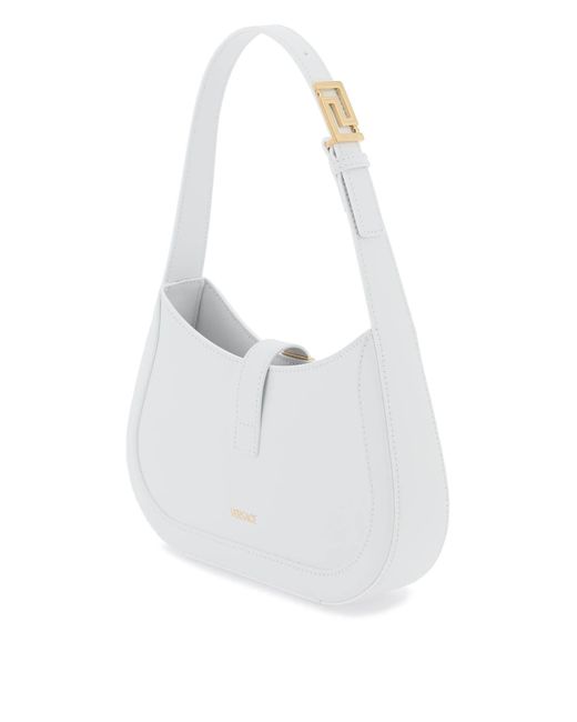 Versace White Greca Goddess Small Hobo Bag