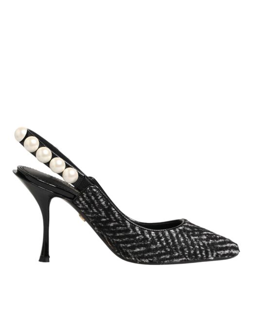 Dolce & Gabbana Black Lori Pearl Slingback Pump
