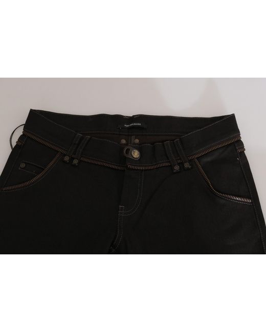 John Galliano Cotton Black Mid Waist Skinny Denim Jeans
