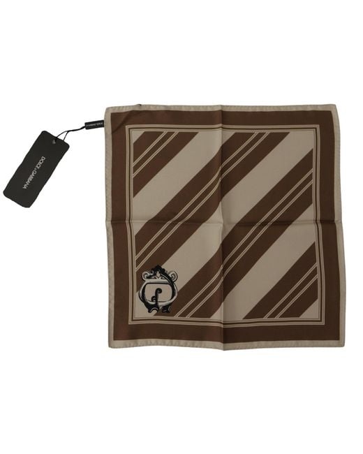 Dolce & Gabbana Black Stripes Dg Logo Square Handkerchief Scarf for men