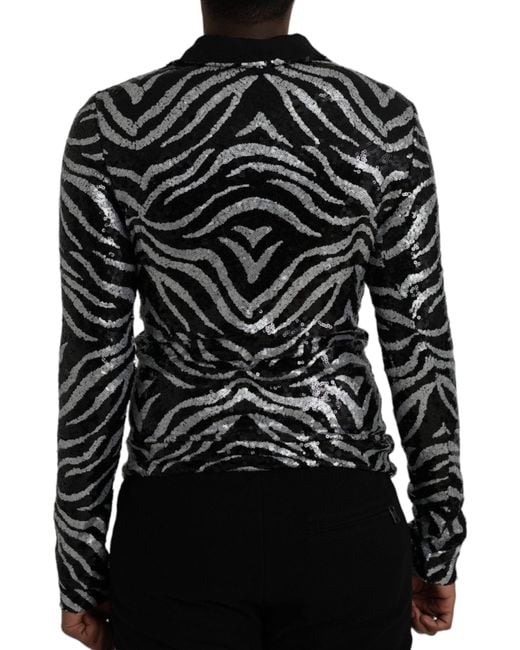 Dolce & Gabbana Black Sequined Polyester Sweater for men