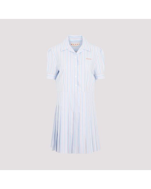 Marni Blue Striped Cotton Dress
