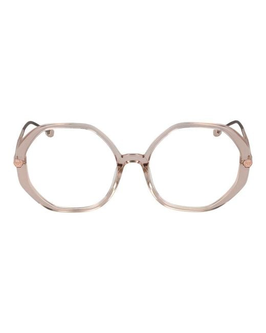 Philipp Plein Metallic Pink Cellulose Acetate Glasses (frames) for men