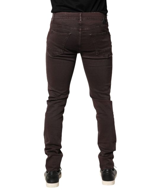 Daniele Alessandrini Black Brown Cotton Mid Waist Skinny Men Denim Jeans for men
