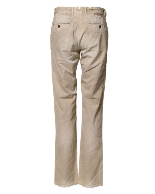 Incotex Natural Beige Mid Waist Straight Casual Chino Trouser Pants