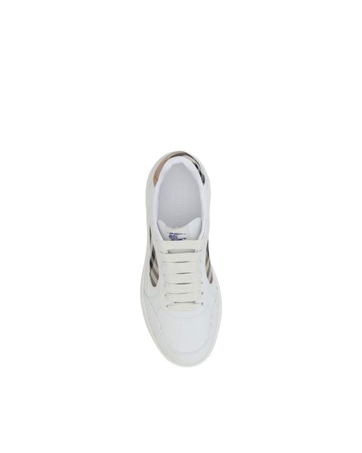 Burberry White Calf Leather Bos Taurus Low Top Sneakers for men
