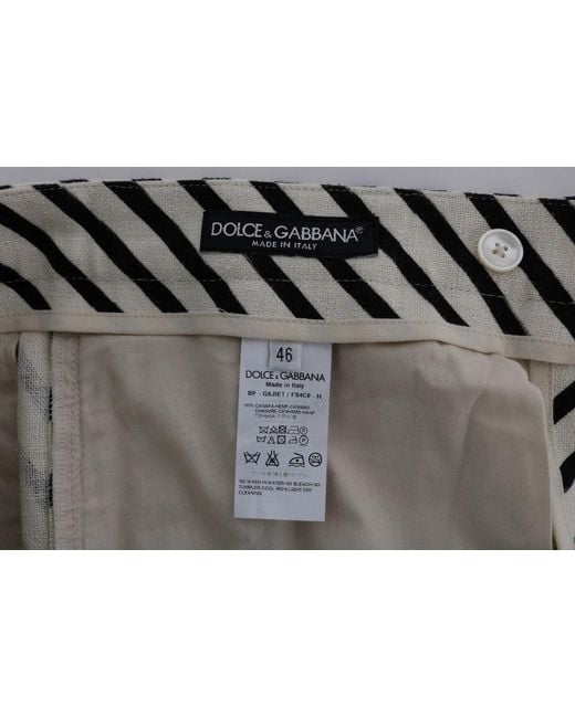 Dolce & Gabbana Black Striped Hemp Casual Shorts for men