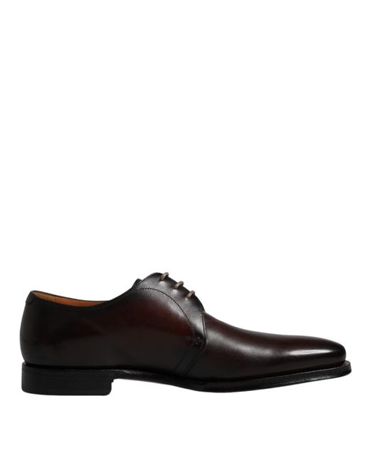 Dolce & Gabbana Brown Leather Lace Up Derby Formal Shoes for men