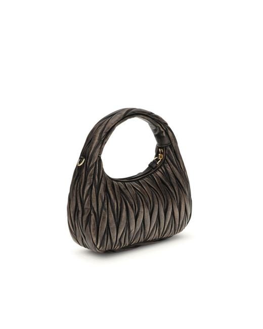 Miu Miu Black Wander Bag In Quilted Leather