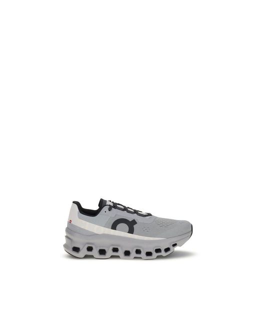 On Shoes White Gray Polyester Athletic Sneakers for men