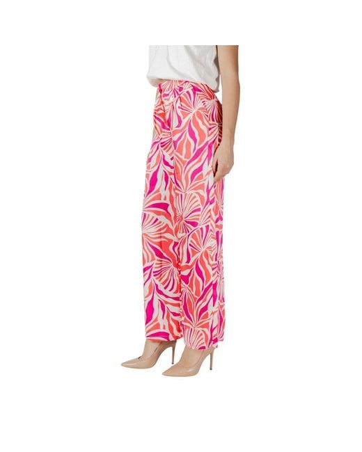 ONLY Pink Multicolor Recycled Polyester Casual Pants