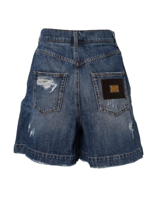 Dolce & Gabbana Blue Distressed Denim Shorts