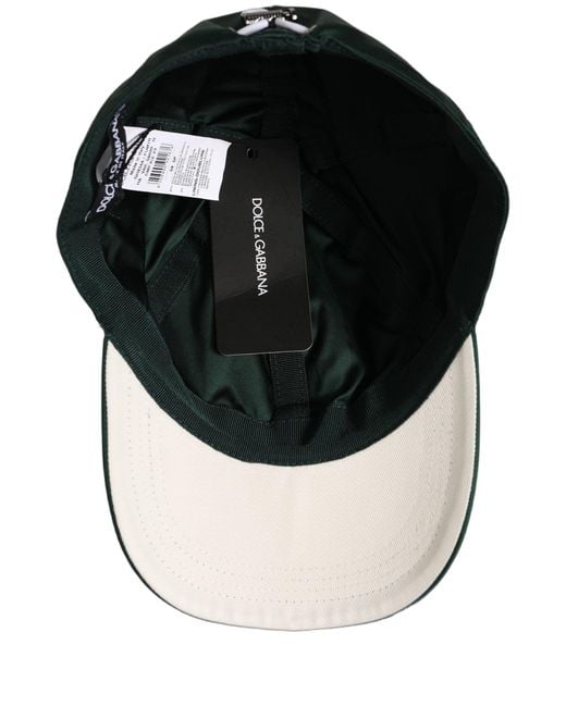 Dolce & Gabbana Black Men Deep Green Cotton Baseball Cap 6 Panels Hat for men