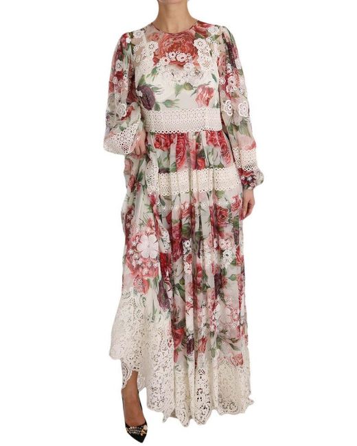 Dolce & Gabbana Multicolor Floral Silk Maxi A-line Shift Dress