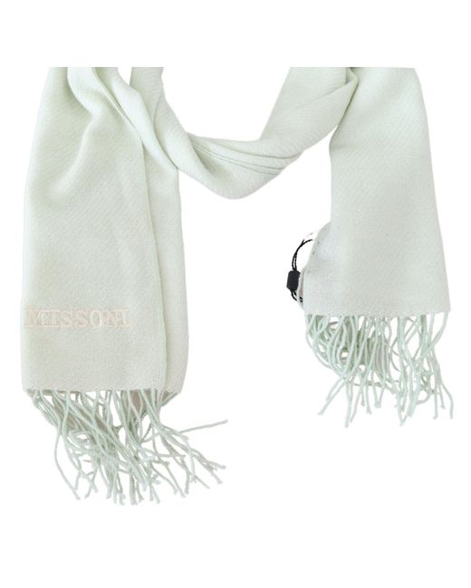 Missoni Black Light Pattern Cashmere Wrap Fringes Scarf