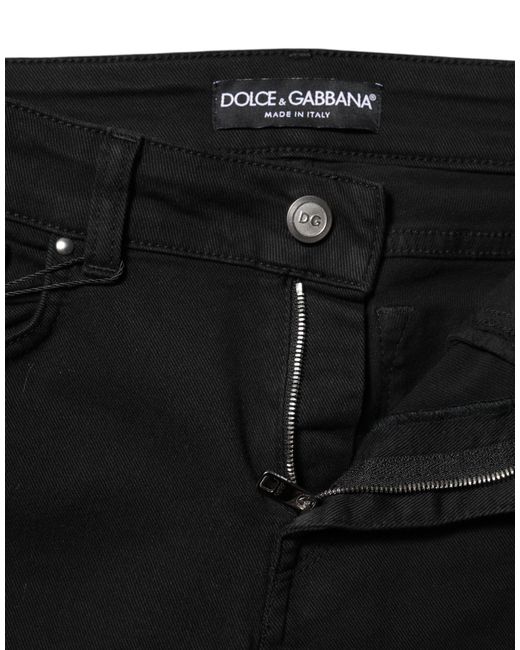 Dolce & Gabbana Black Cotton Skinny Mid Waist Denim Jeans for men