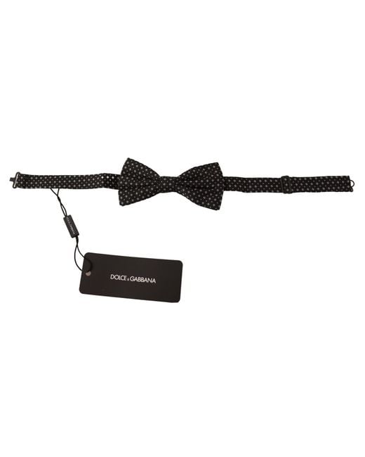 Dolce & Gabbana Black 100% Silk Adjustable Neck Papillon Tie for men