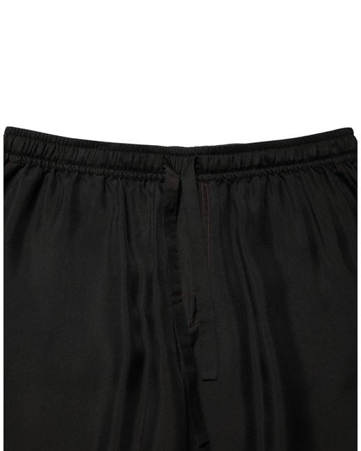 Dolce & Gabbana Black Silk Drawstring Men Bermuda Shorts for men