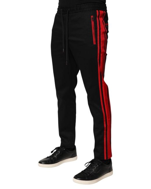 Dolce & Gabbana Black Track Pants Side Stripe for men
