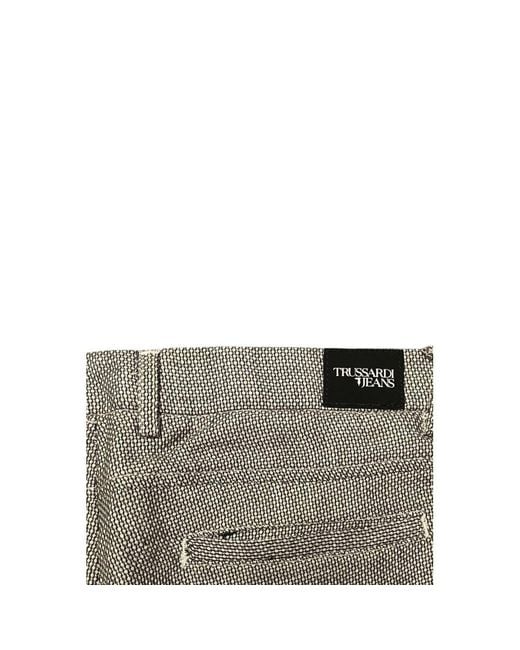 Trussardi Gray Brown Flax Men Trousers for men