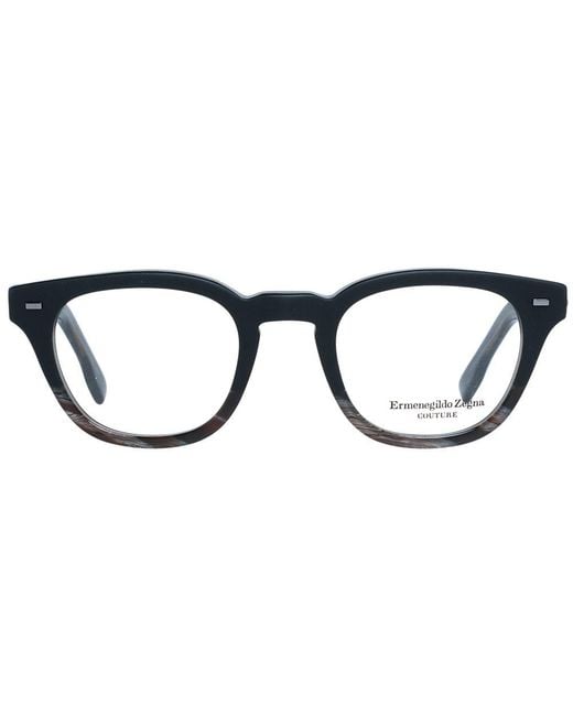 Zegna Black Round Acetate Eyeglasses for men
