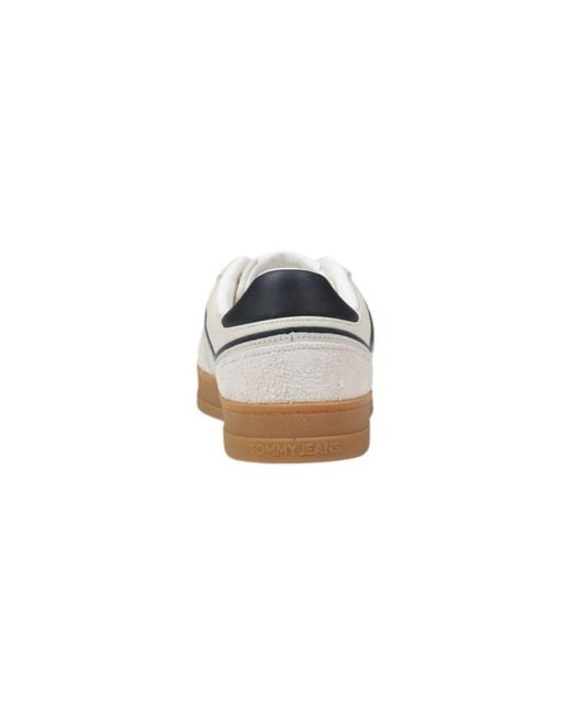 Tommy Hilfiger White Cream Leather Low Top Sneakers for men