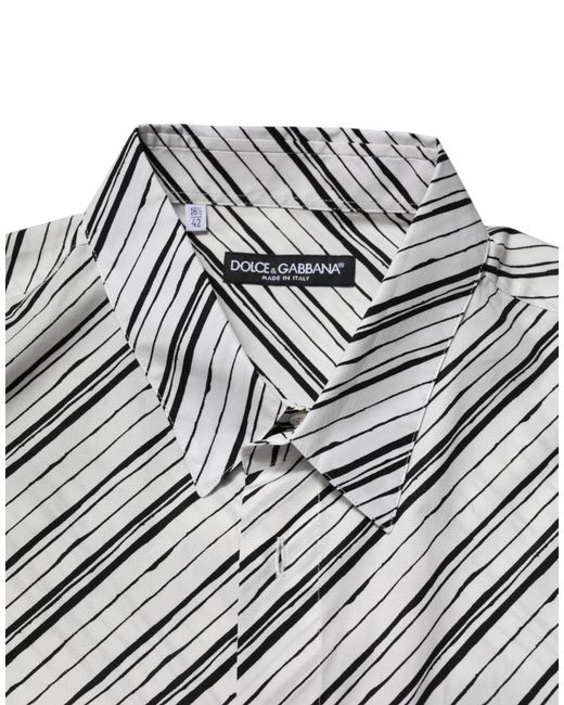 Dolce & Gabbana Gray Striped Long Sleeves Formal Shirt for men