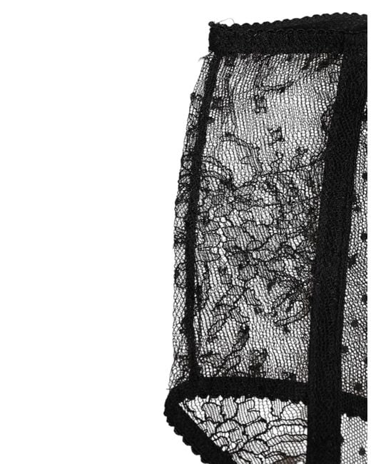 Dolce & Gabbana Gray Sheer Polka Dot Lace High Waist Underwear Polyamide Clothing