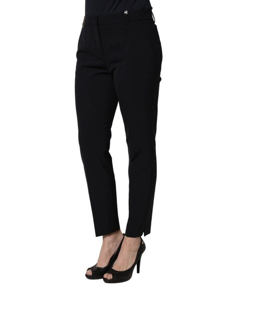 Peserico Black Skinny Mid Waist Chino Trouser Pants