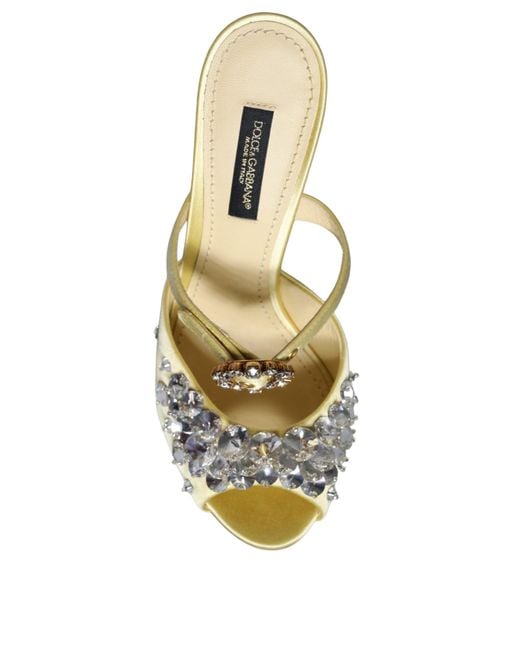 Dolce & Gabbana Metallic Mary Janes Satin Crystal Sandals Shoes