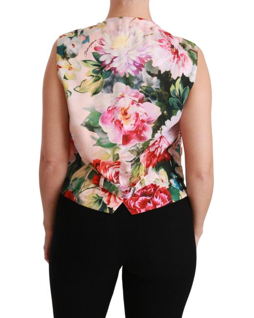 Dolce & Gabbana Multicolor Color Floral Sleeveless Waistcoat Top Vest