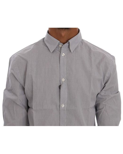 Frankie Morello Gray Check Regular Fit Shirt Blue Tsh1399 for men