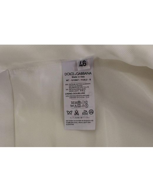 Dolce & Gabbana White Cotton Silk Blend Dress Vest Blazer for men