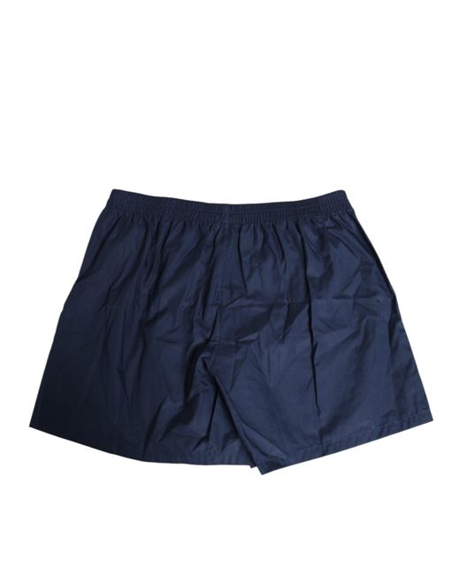 Dolce & Gabbana Navy Blue Cotton Elastic Waistband Button Swimwear for men