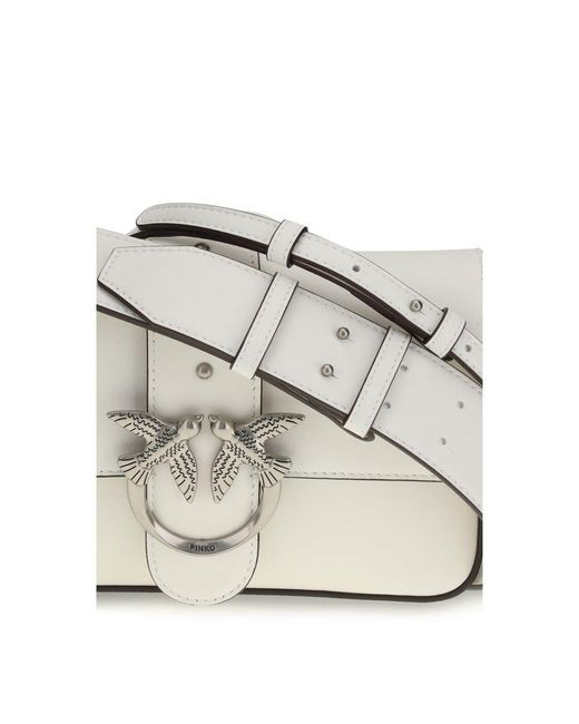 Pinko White Calf Leather Bos Taurus Shoulder Bag