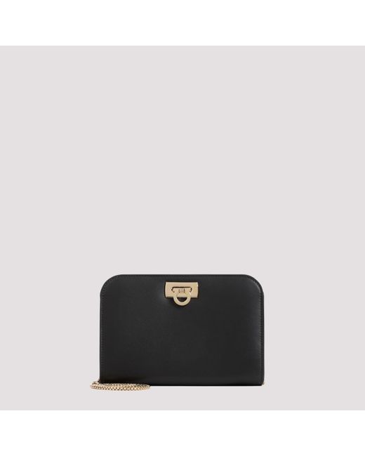 Ferragamo Black Diana Mini Calf Leather Handbag