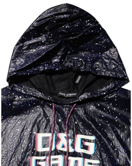 Dolce & Gabbana Blue D&g Game Hooded Men Sweatshirt Sweater for men