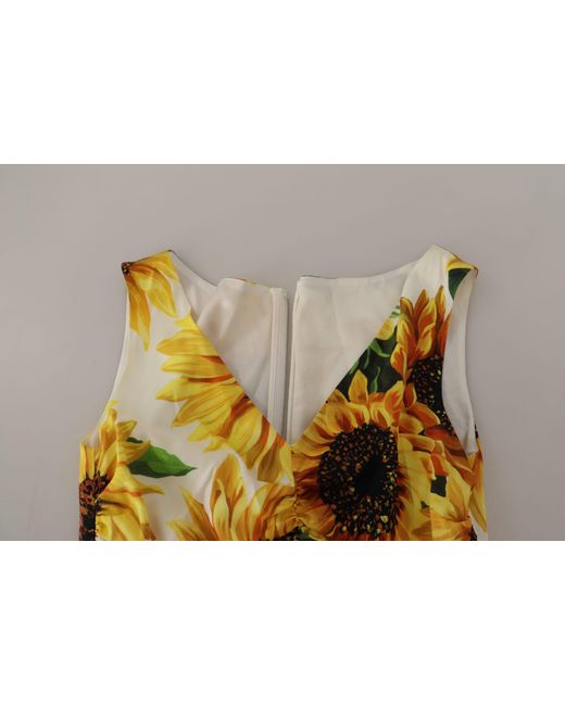 Dolce & Gabbana Natural Elegant Floral Print Midi Dress