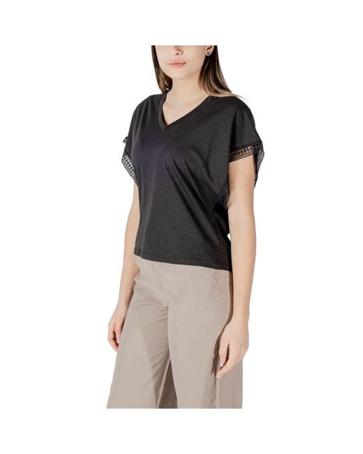 Ichi Black Cotton T-Shirt