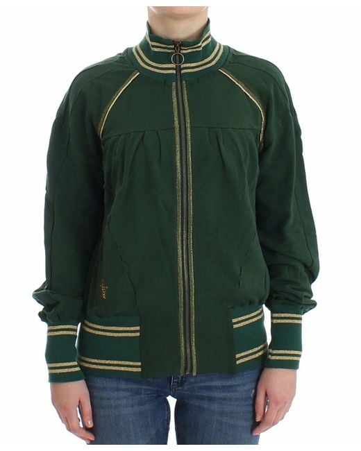 John Galliano Green Mock Zip Cardigan Sweatshirt Sweater Jacket