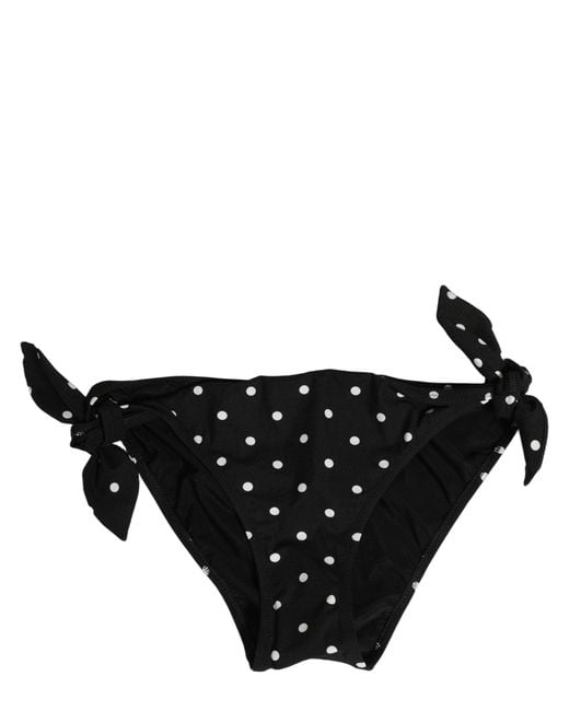 Dolce & Gabbana Black Polka Dot Swimwear Beachwear Bottom Bikini Elastane Nylon Clothing
