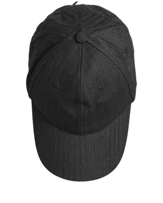 Dolce & Gabbana Black Men Dark Gray Herringbone Baseball Cap Hat for men